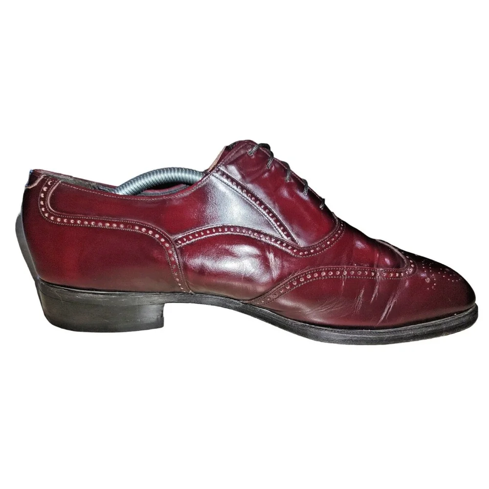 Florsheim Lexington Men's Burgundy Leather Wingtip Oxford Dress Shoes Sz 10.5 E‎
